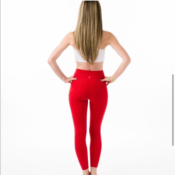 ZYIA Pants & Jumpsuits Zyia Red Lined Battleship Pocket Drawstring